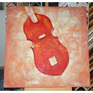 Obraz červené housle 75x75cm